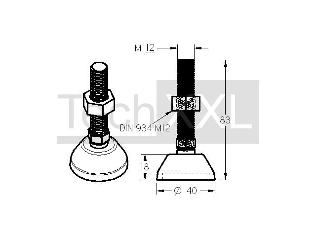 Piedino di regolazione 5 D40 M12x80 ➡️ 1.88€ ▷ Tecnica di profilati - Item  No 100988