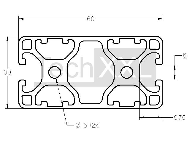 Profilato alluminio 30x120 8 tipo B