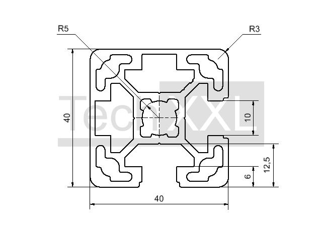 Profilato alluminio 40x40 scanalatura 10 tipo B